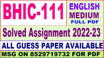 bhic 111 solved assignment 2022-23 / bhic 111 solved assignment in English / ignou ba history solved