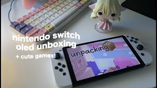nintendo switch oled unboxing + comfy games to play