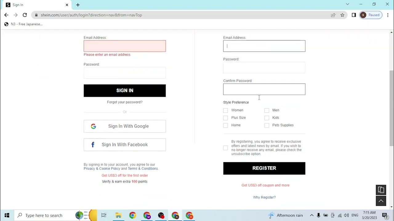 How to Login to Shein Account? Sign In Shein App Account Online Pc