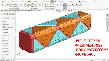 Sound Bar Modeling in SolidWorks (Fill Pattern, Wrap, Move face & Body-move/copy)