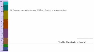 Q24 (Recurring Decimals) June 2012 Edexcel Maths GCSE Higher Paper 1 Non-Calculator Exam 1MAO