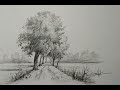 how to draw a landscape with beautiful trees in pencil shading by Sunil Kapoor
