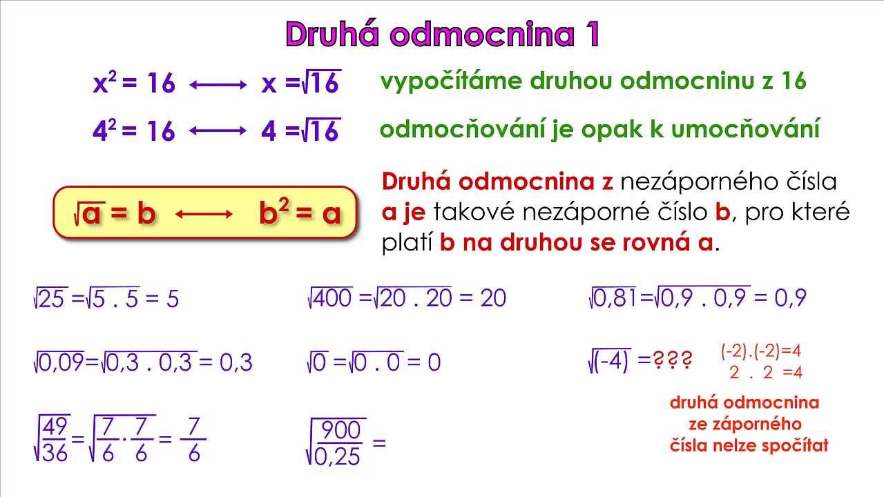 Co to je druhá odmocnina?