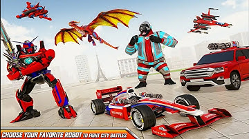 Multiple Robot Transform Games 2021: Gorilla Dragon Jet F1 Car Robot - Android Gameplay