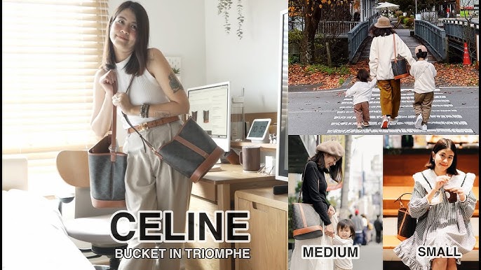 Celine Medium Bucket Bag in Triomphe Canvas and Calfskin: A