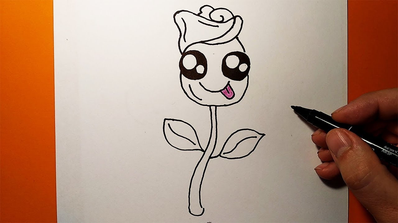 How to draw CUTE ROSE, very easy - YouTube