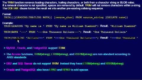 SQL 092 String Scalar, TRIM or How can I remove leading or trailing characters?