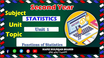 Inter Part-2 Business Statistics Unit 01{Lecture No 1} Functions of Statistics #hafizzulfiqarshahid