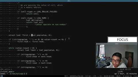 Study with me: learn C programming language by building our own lisp (Part 77)