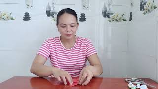 SUPER EASY TO FOLD A BOTTOM TO DECORATE A BIRTHDAY GIFT WITH RED PAPER WITH SIZE 15X15CM