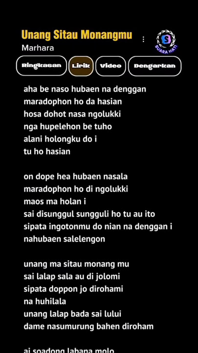 MARHARA / UNANG SITAU MONANG MU / LIRIK LAGU
