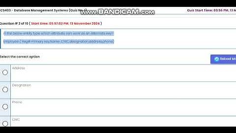 CS403 Quiz Solved Database Management Systems by Online Virtual University
