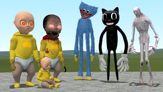 THE BABY IN YELLOW VS CARTOON CAT VS HUGGY WUGGY VS SCP-096 In Garrys Mod