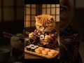 Cat In Kimono Eating Sushi 🍣😺 Cute ASMR Satisfying Video #CatASMR #SushiCat #KawaiiCat #CuteASMR
