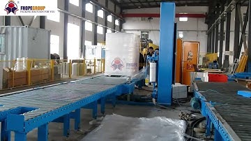 automatic pallet shrink wrapping machine with conveyor