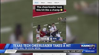 Texas Tech cheerleader who took a massive hit on the sidelines and jumped back up talks about viral
