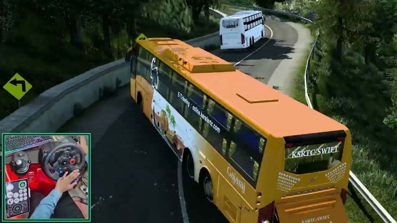 KSRTC new  Volvo Gajaraj driving in Hill Roads | ETS2 BUs mod Logitech G29 Gameplay