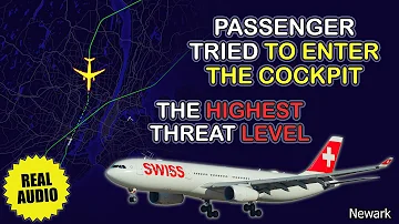 Pilot requests POLICE. Unruly passenger on board. Swiss Airbus A330 returns to Newark. Real ATC