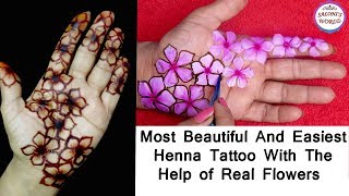 New Mehndi Design With Real Flowers | Latest Mehndi Designs | Henna Tattoo By Jyoti Sachdeva