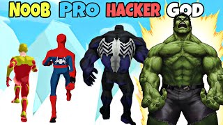 NOOB vs PRO vs HACKER vs GOD in Superhero Run Games 2022 screenshot 5