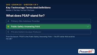 Full Quiz 2.8 — Key Technology Terms And Definitions | E911 Auditor Training Guide