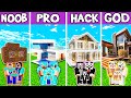 Minecraft Battle : Modern Resort House Build Challenge - Noob Vs Pro Vs Hacker Vs God