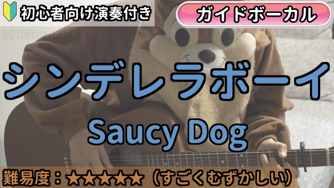 シンデレラボーイ／Saucy Dog／ギター弾き語り練習用動画（コード／ストローク／歌詞／歌）初心者向けの簡単な弾き方もあります！