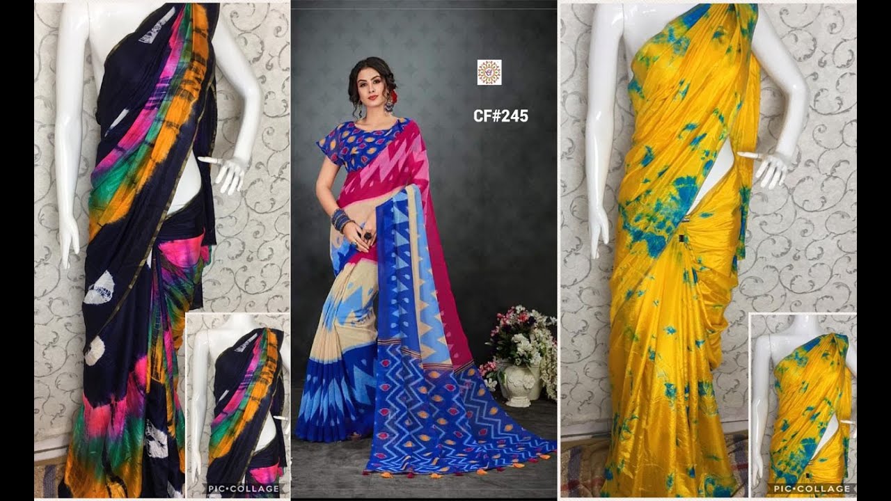 Beautiful Looking Saniya Silk Sibori Sarees Light Weight Jute Linen