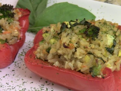 Stuffed Bell Peppers With Mix vegetables And Rice. Great recipe for 2.