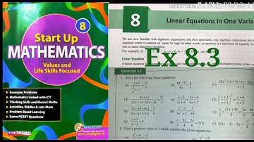 Class 8|Linear Equation in One Variable|Exercise 8.3Start up Mathematics VivaEducation|Rajmith Study