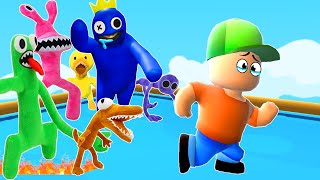 O AZUL BABÃO QUER PEGAR O MENINO HUMILDE NO STUMBLE GUYS (RAINBOW FRIENDS) ROSA, ORANGE E GREEN.