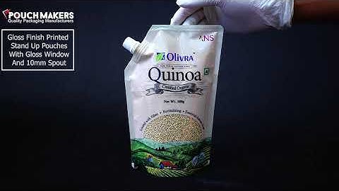 Gloss finish printed stand up pouches with gloss window and 10mm spout