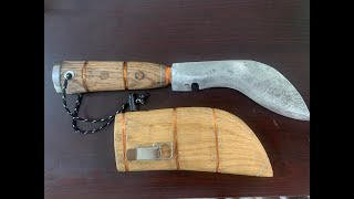 Kukri making with wooden handle & sheath using hardened metal blade