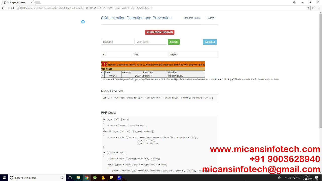 SQL INJECTION DETECTION AND PREVENTION - YouTube