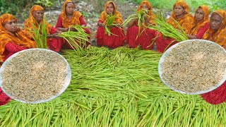 KOCHU LOTI CHINGRI RECIPE - River Shrimp & Taro Stolon Curry Cooking & Eating at Village