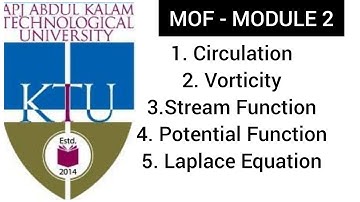 Circulation And Vorticity | Stream Function | Velocity Potential Function | Laplace Equation | MOF