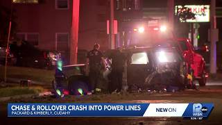Chase and rollover crash in Cudahy leads to hundreds of power outages