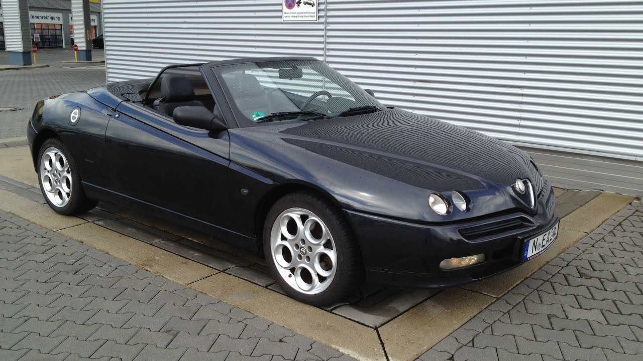 Alfa Romeo Gtv Spider 916 Black Colour Walkaround And Interior And Roof Opening