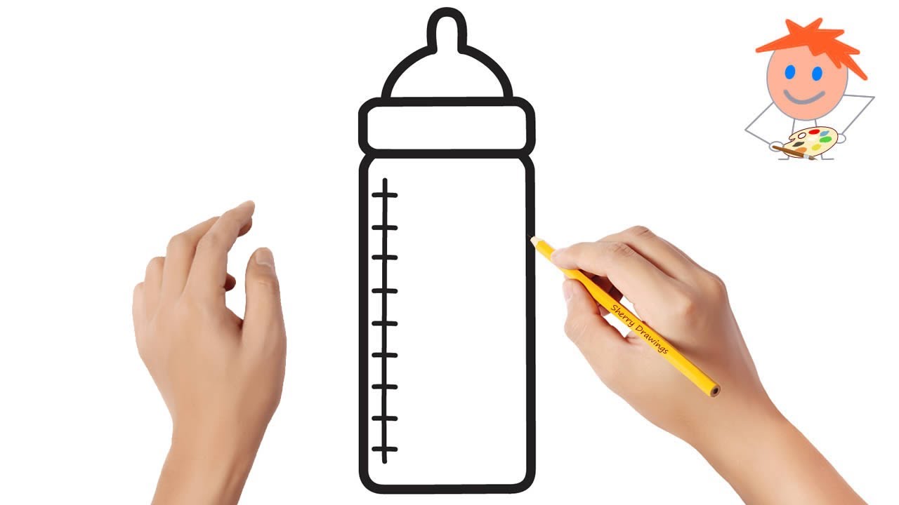 Feeding bottle for newborn hand drawn outline Vector Image