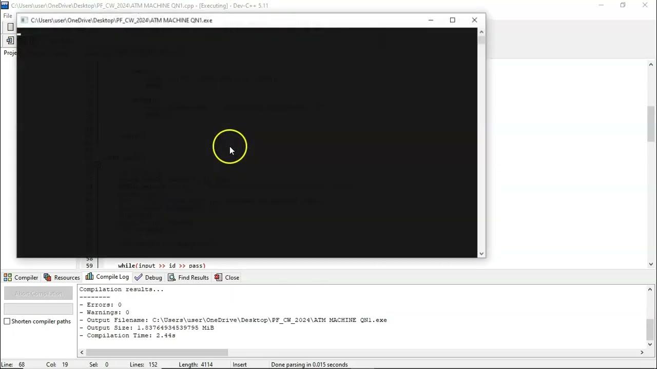 atm machine programming with devc++ - YouTube