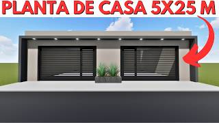 PLANTA DE CASA GEMINDADA 5X25 METROS!