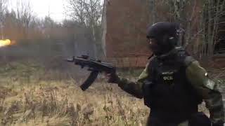 Russian FSB dude shooting an AK 74 with one hand