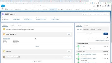 Starting a call from the Opportunities Object