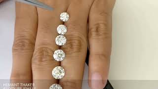 Round shape diamond size comparison on hand with MM size 1ct - 3ct