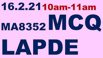 LAPDE mcq questions lapde mcq questions and answers | ma8352 mcq questions and answers | CHROME TECH