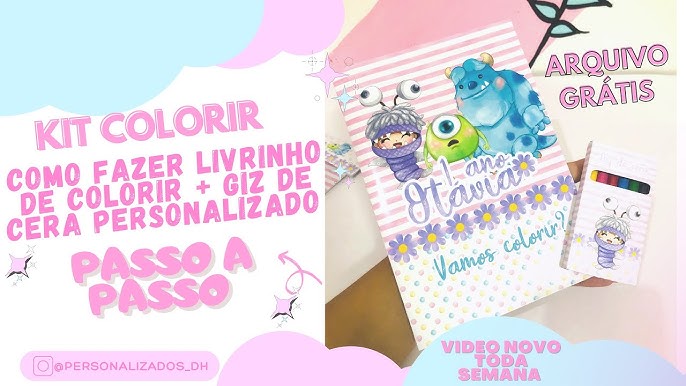 Livrinho de Colorir + Giz de Cera - Lembrança Festa Sonic