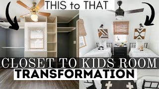 SMALL BEDROOM MAKEOVER ON A BUDGET | CLOSET TO KIDS ROOM TRANSFORMATION | SMALL BEDROOM DECORATE