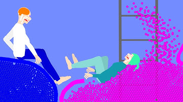 【Algodoo】Bean Bag ripped. The cleanup was a disaster... ビーズクッションが破れて片付けが大変すぎた