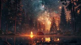 Stress Relief Piano Music Sleep For Meditation Study Calming  Cozy Campfire Sounds Reduce Stress