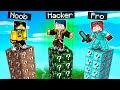 La torre dei lucky block noob vs pro vs hacker  minecraft
